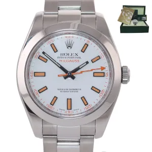 PAPERS Rolex Milgauss 116400 White Orange 40mm Steel Anti-Magnetic Watch Box