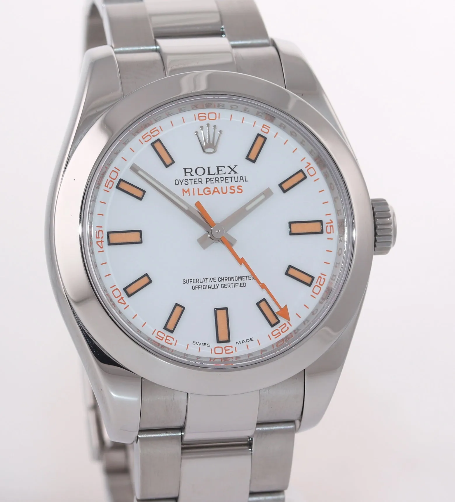 PAPERS Rolex Milgauss 116400 White Orange 40mm Steel Anti-Magnetic Watch Box