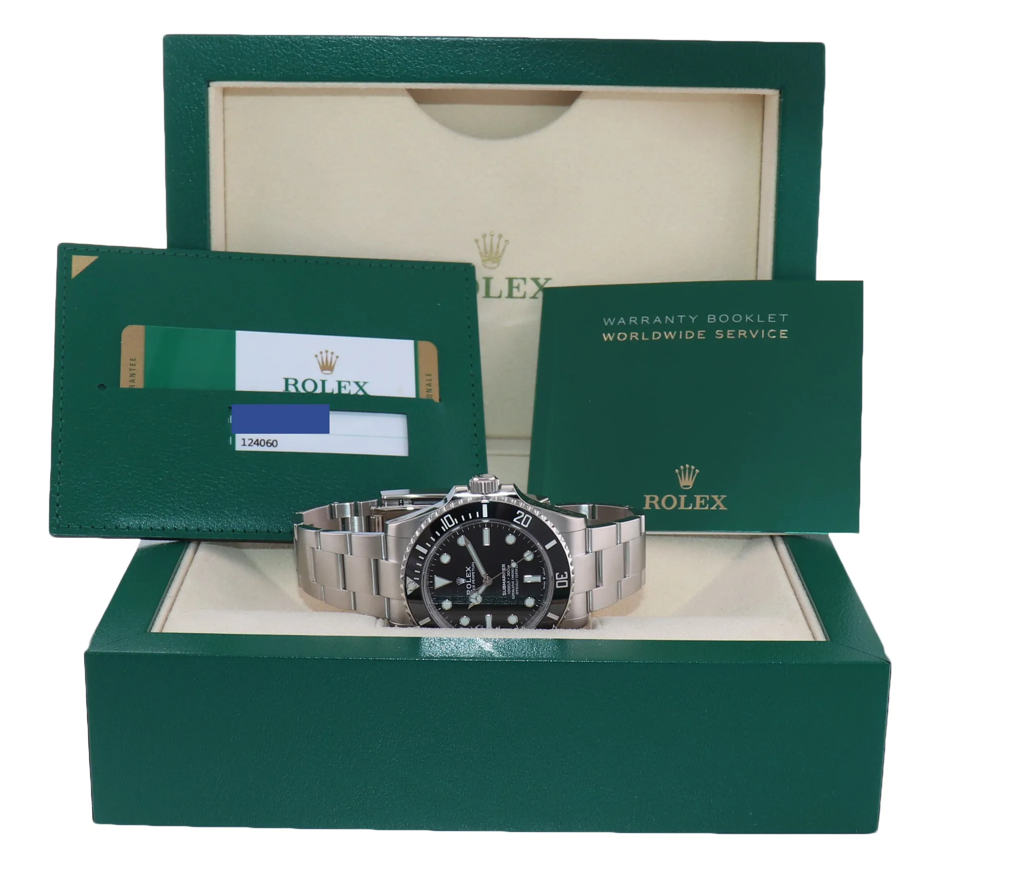 PAPERS Rolex Submariner 41mm Black Ceramic 124060LN No Date Watch Box