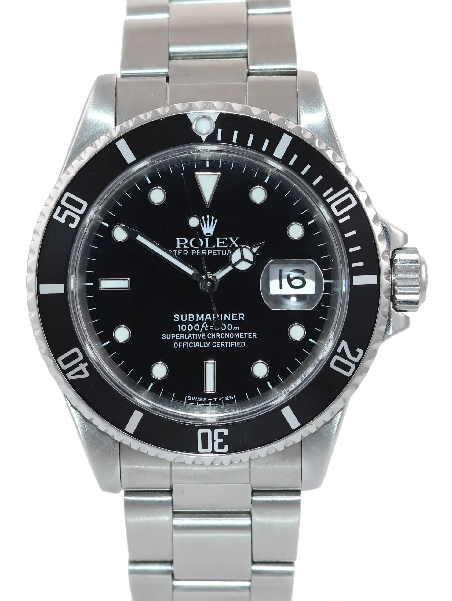 PAPERS Rolex Submariner Date 16610 Steel Black Tritium Dial 40mm Watch Box