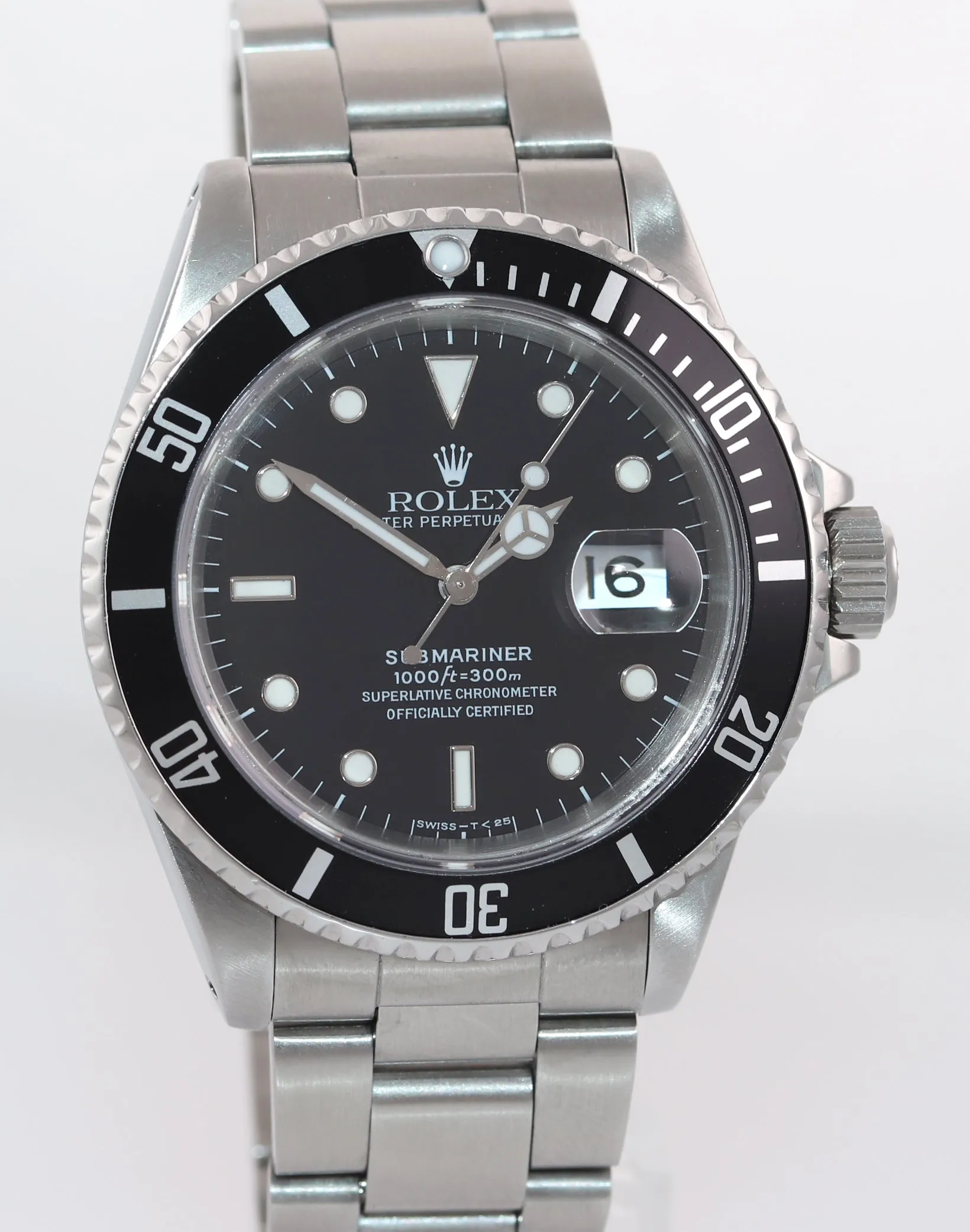 PAPERS Rolex Submariner Date 16610 Steel Black Tritium Dial 40mm Watch Box