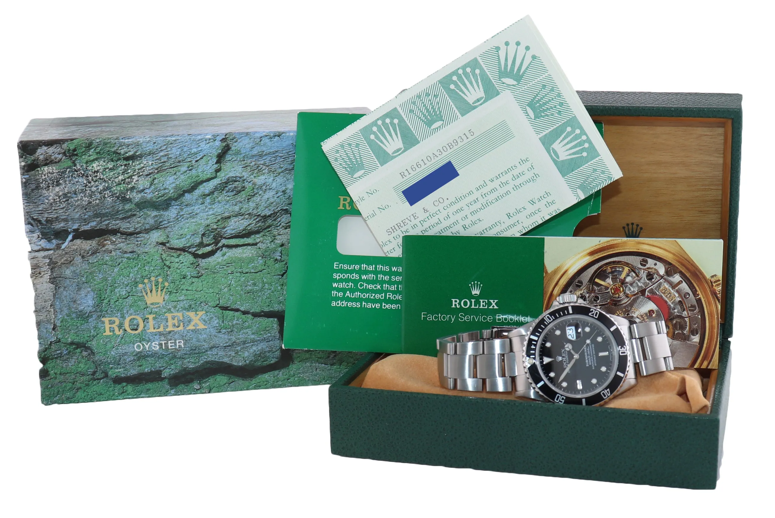 PAPERS Rolex Submariner Date 16610 Steel Black Watch Box