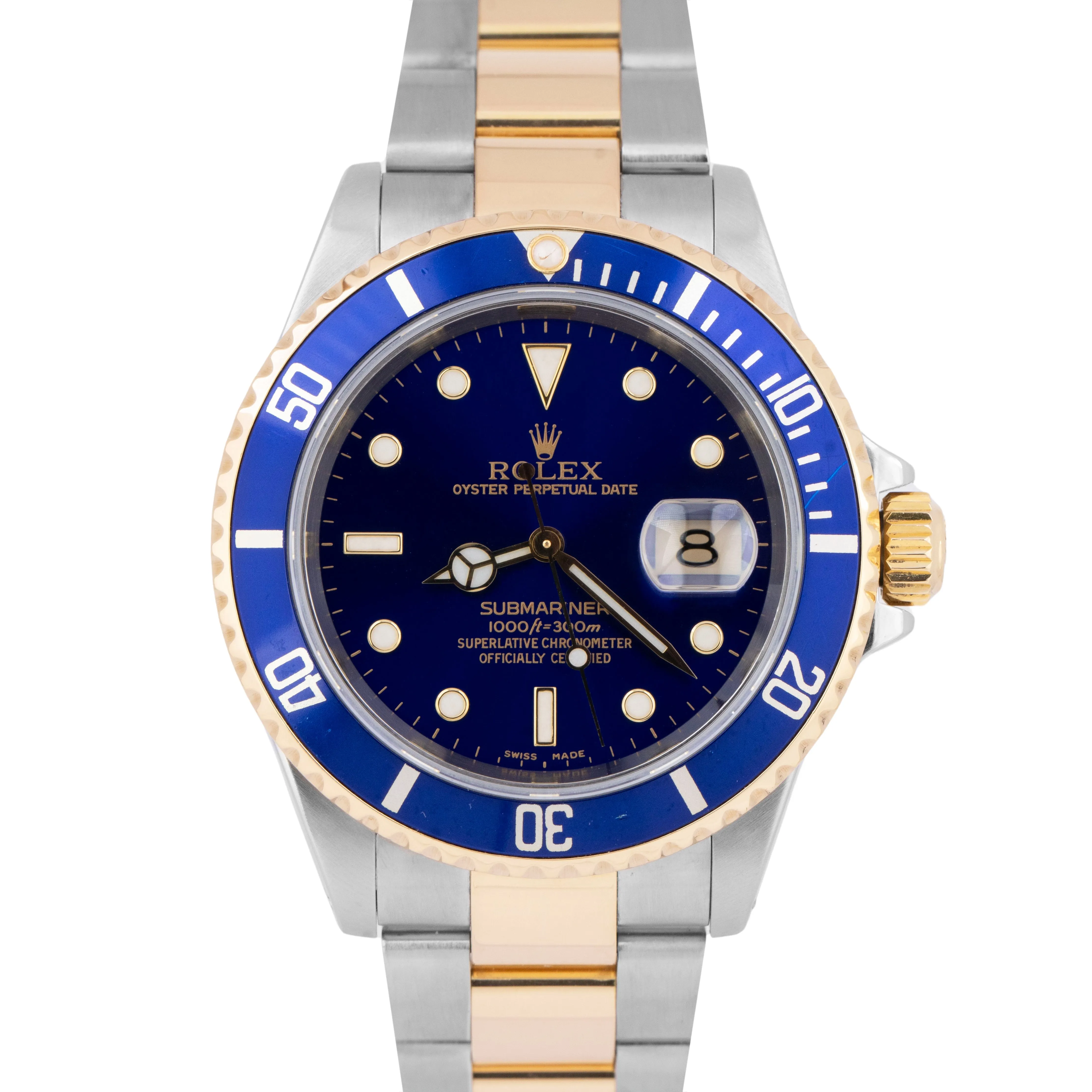 PAPERS Rolex Submariner Date 40mm Blue Two-Tone Gold Buckle Watch 16613 LB B P
