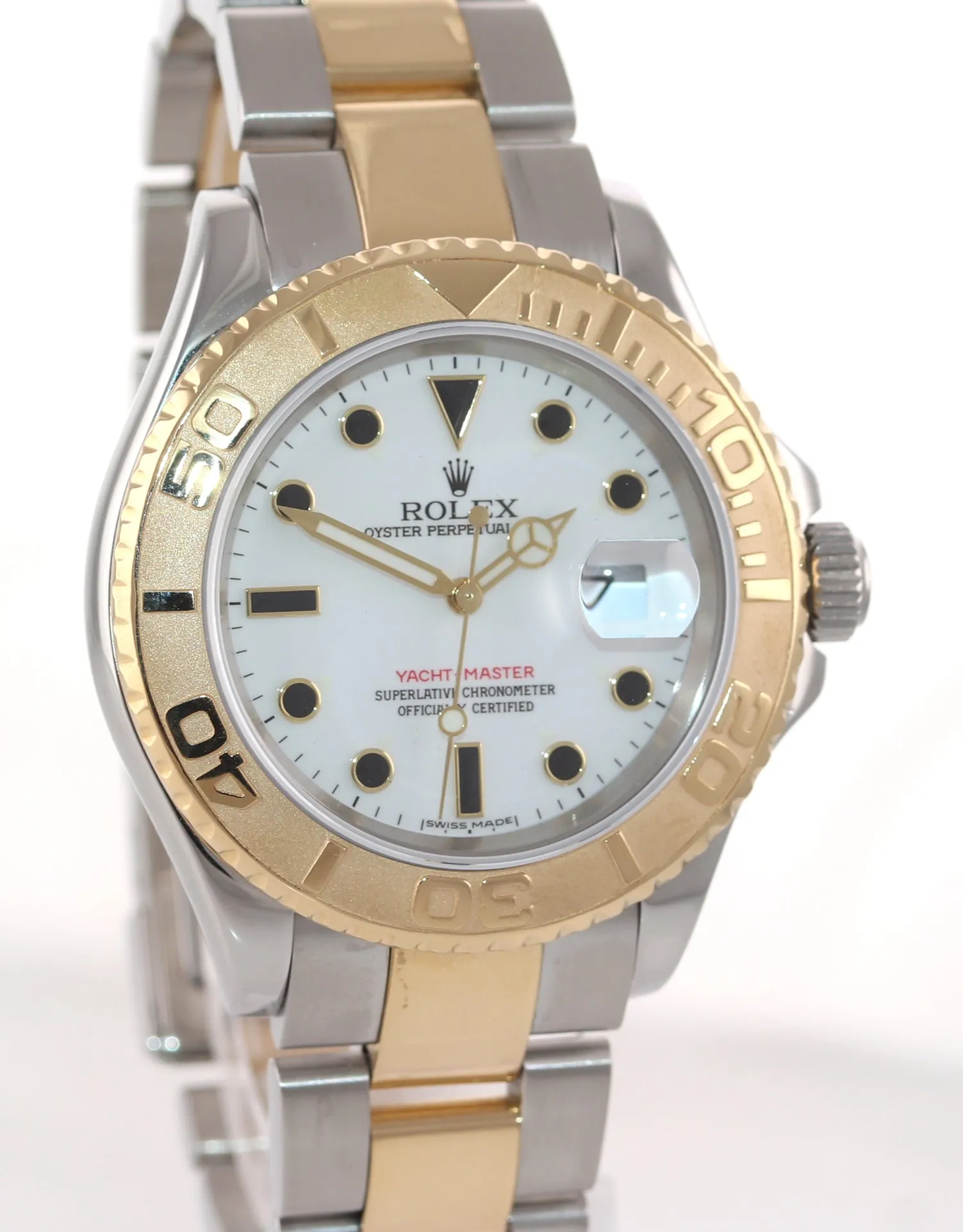 PAPERS Rolex Yacht-Master 16623 White Sapphire Two Tone Steel Yellow Gold Watch
