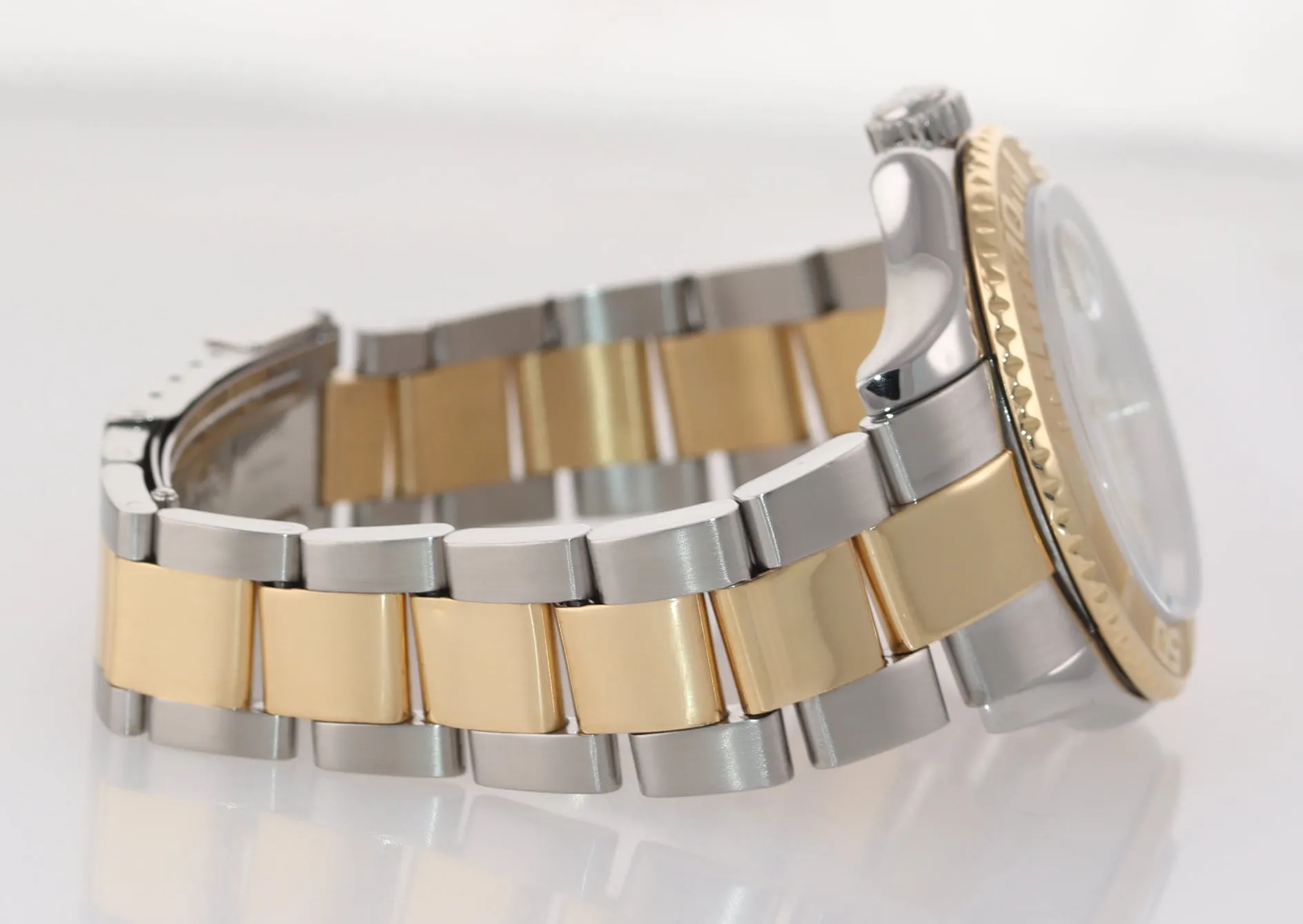 PAPERS Rolex Yacht-Master 16623 White Sapphire Two Tone Steel Yellow Gold Watch