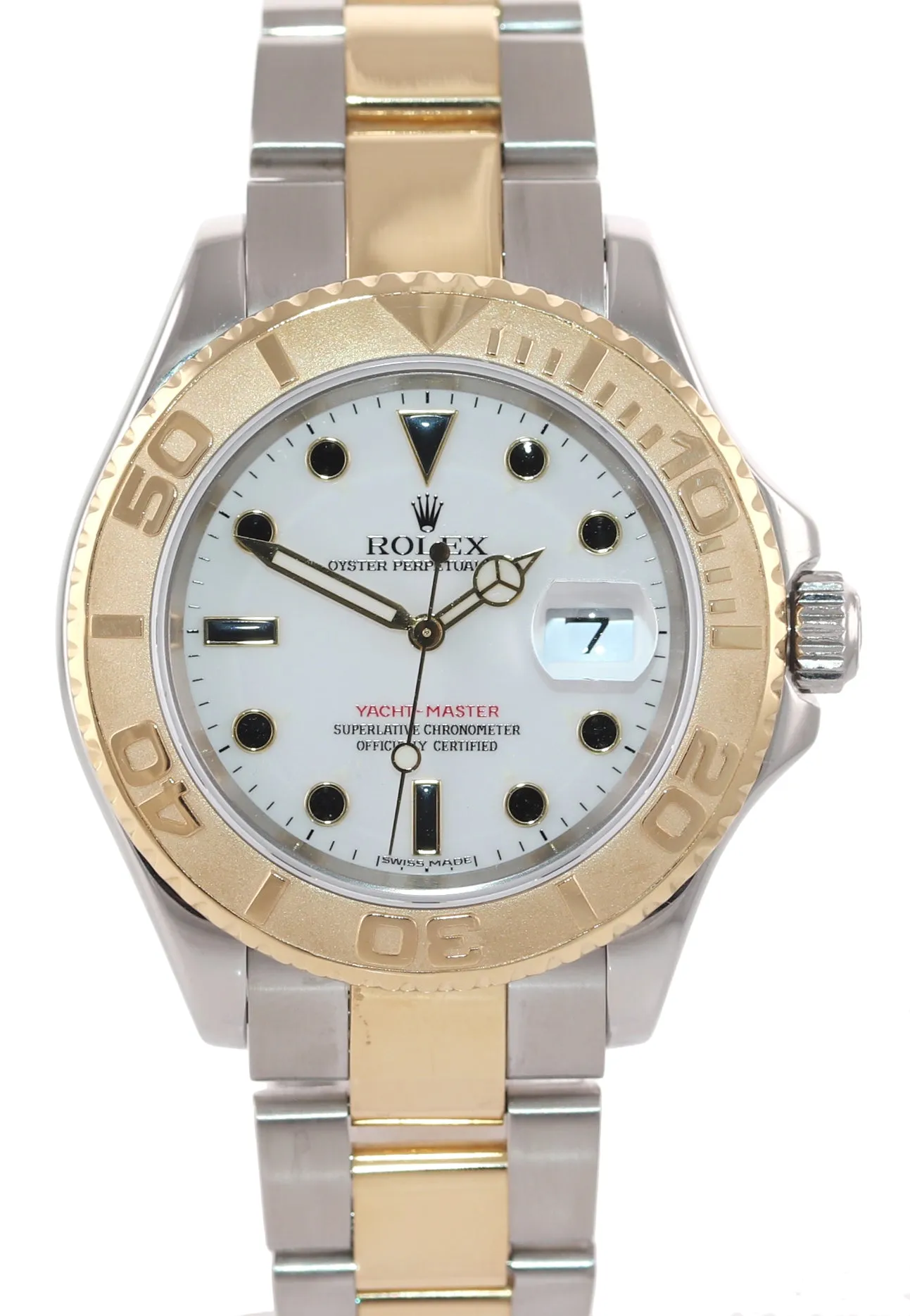 PAPERS Rolex Yacht-Master 16623 White Sapphire Two Tone Steel Yellow Gold Watch