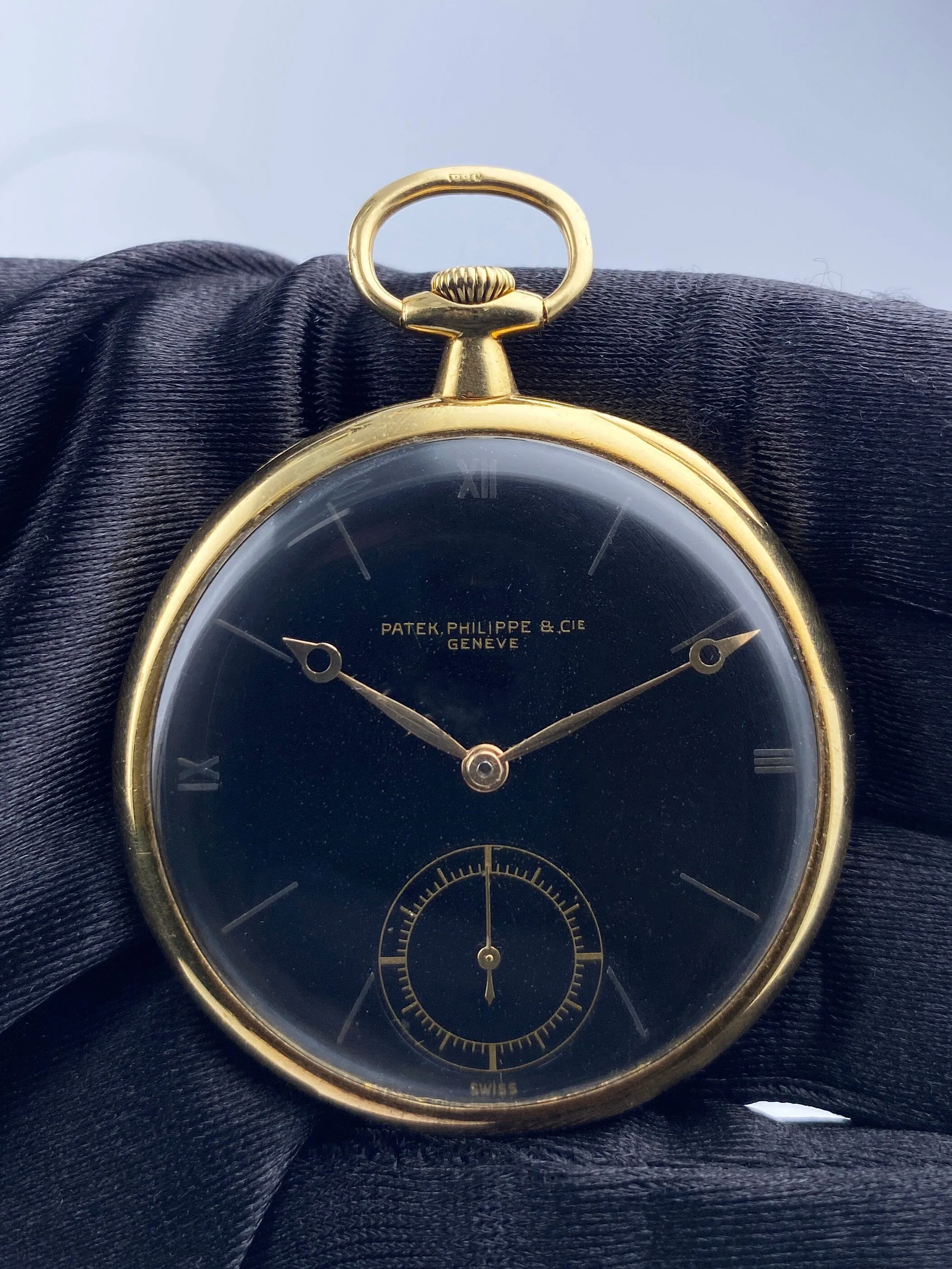 Patek Philippe & Cie Black Dial 18K Yellow Gold Openface Pocket Watch