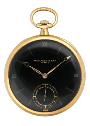 Patek Philippe & Cie Black Dial 18K Yellow Gold Openface Pocket Watch