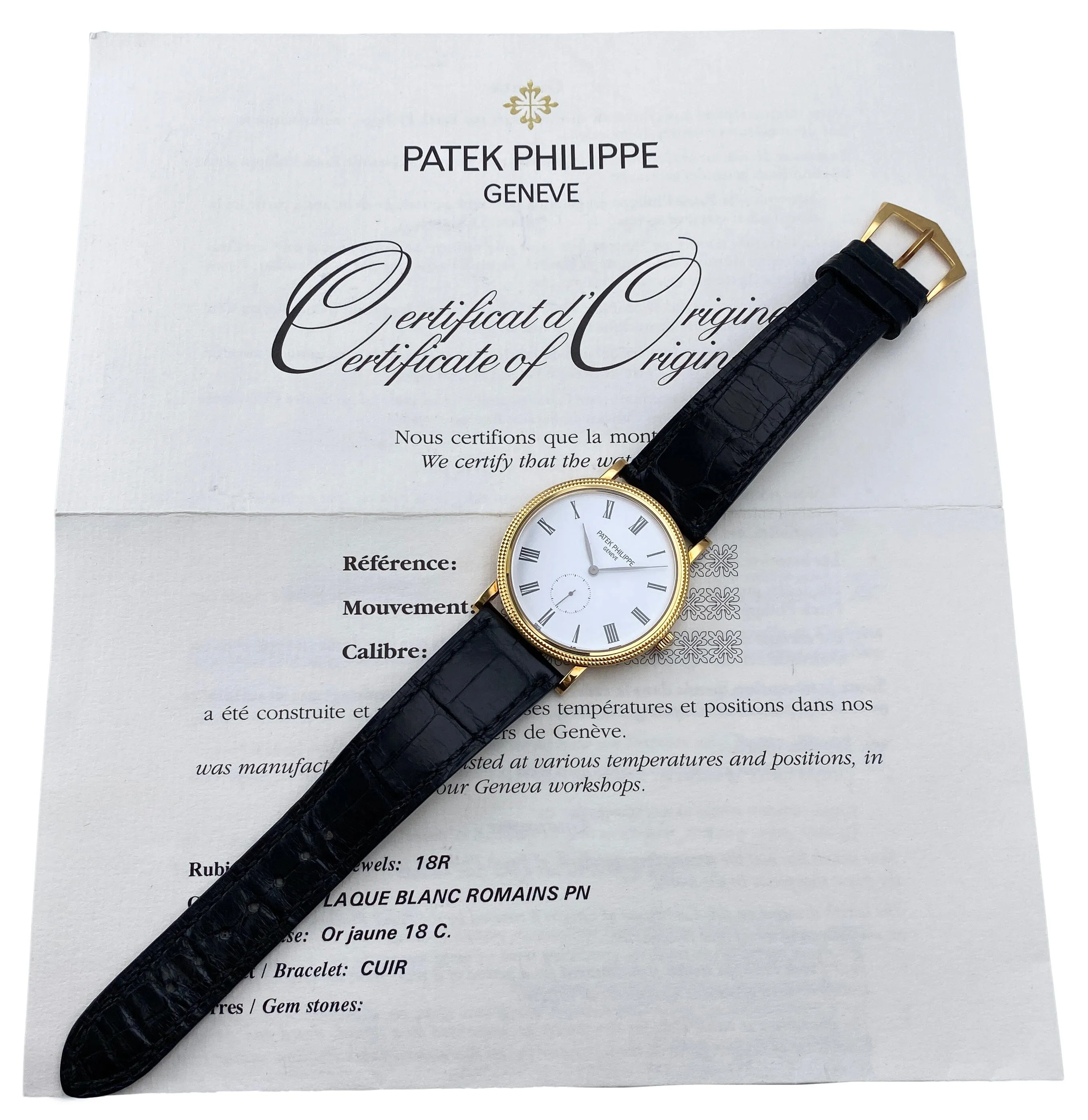 Patek Philippe Calatrava 5119J Mens Watch With Papers