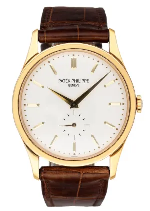 Patek Philippe Calatrava 5196J 18K Yellow Gold Mens Watch Box Papers
