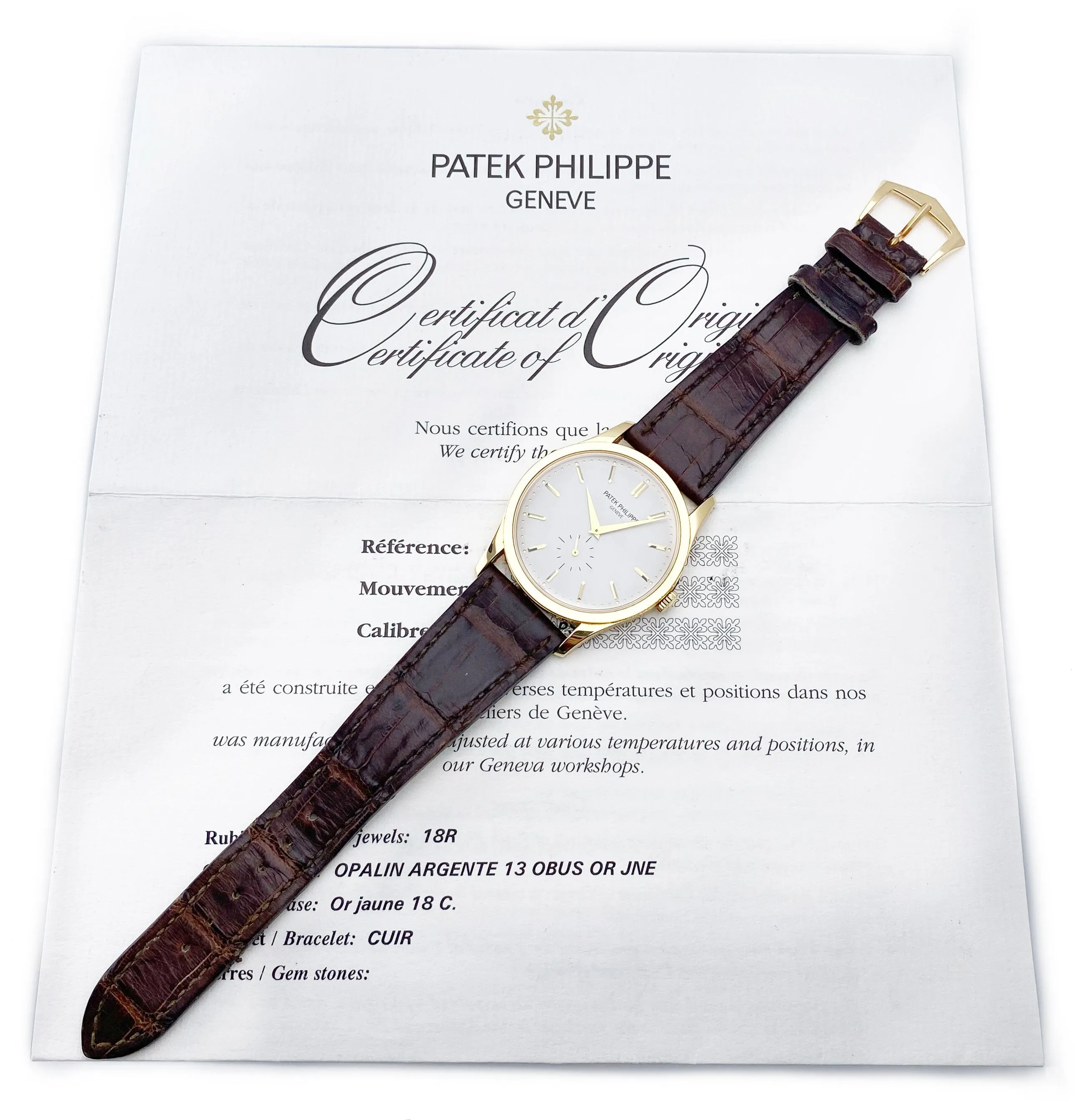 Patek Philippe Calatrava 5196J 18K Yellow Gold Mens Watch Box Papers