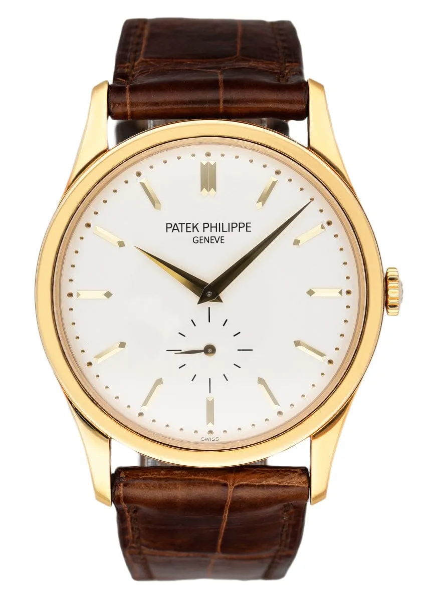 Patek Philippe Calatrava 5196J 18K Yellow Gold Mens Watch Box Papers