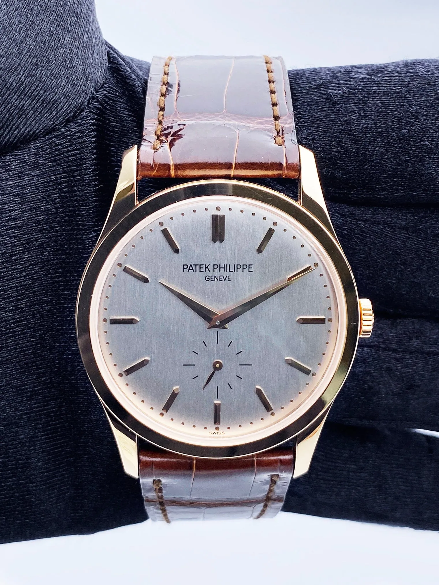 Patek Philippe Calatrava 5196R 18K Rose Gold Mens Watch With Papers