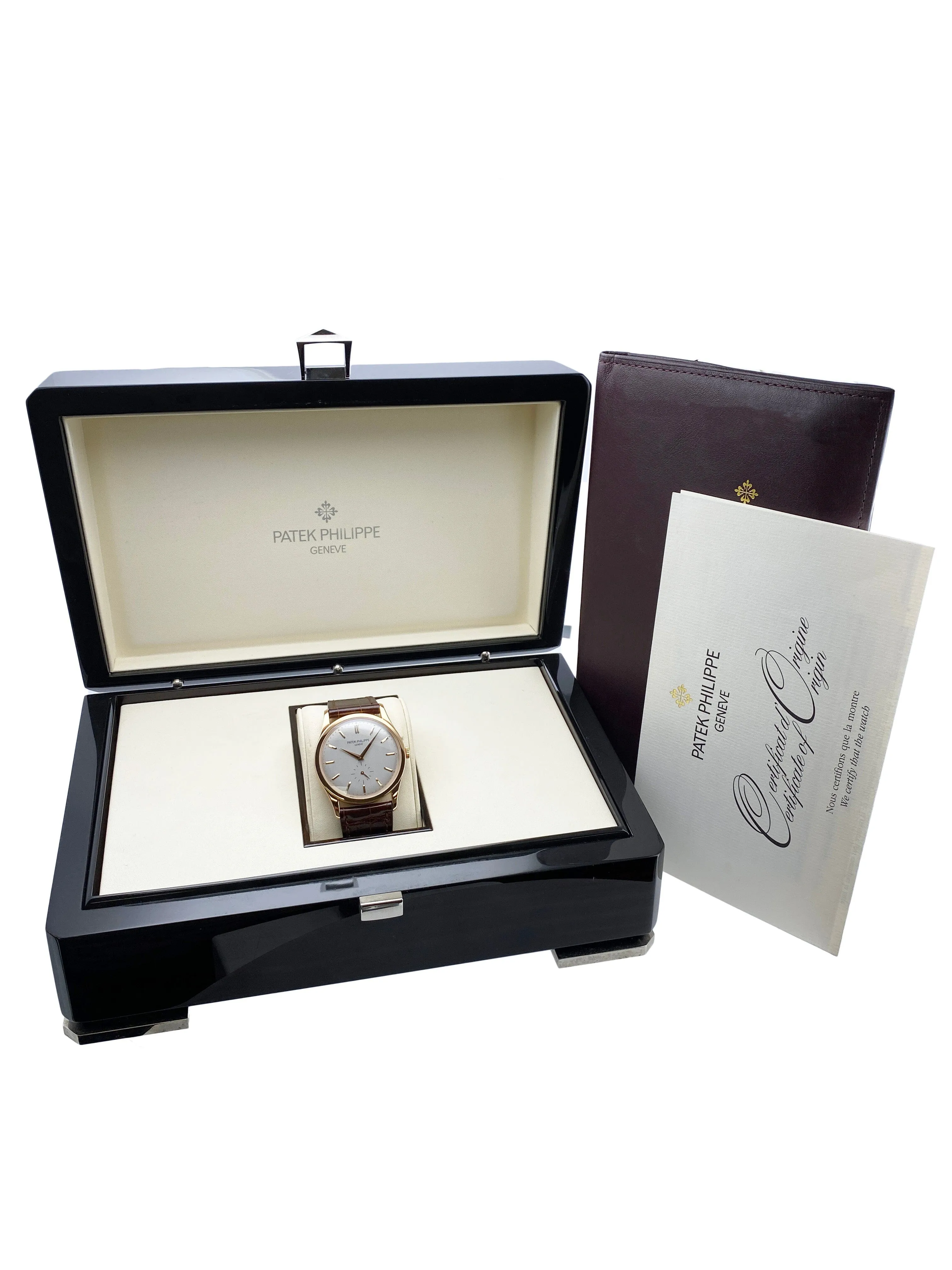 Patek Philippe Calatrava 5196R 18K Rose Gold Mens Watch With Papers