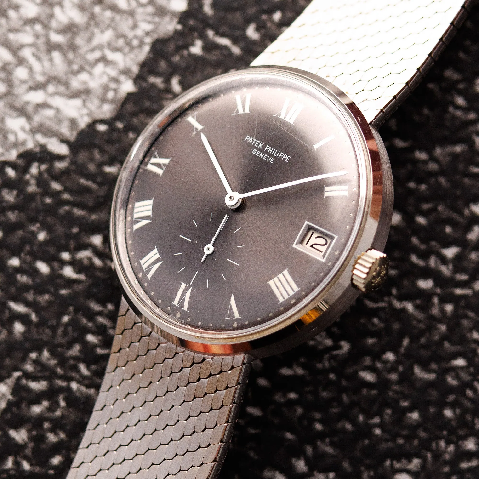 Patek Philippe White Gold Calatrava Watch with Unusual Grey Dial Watch Ref. 3514