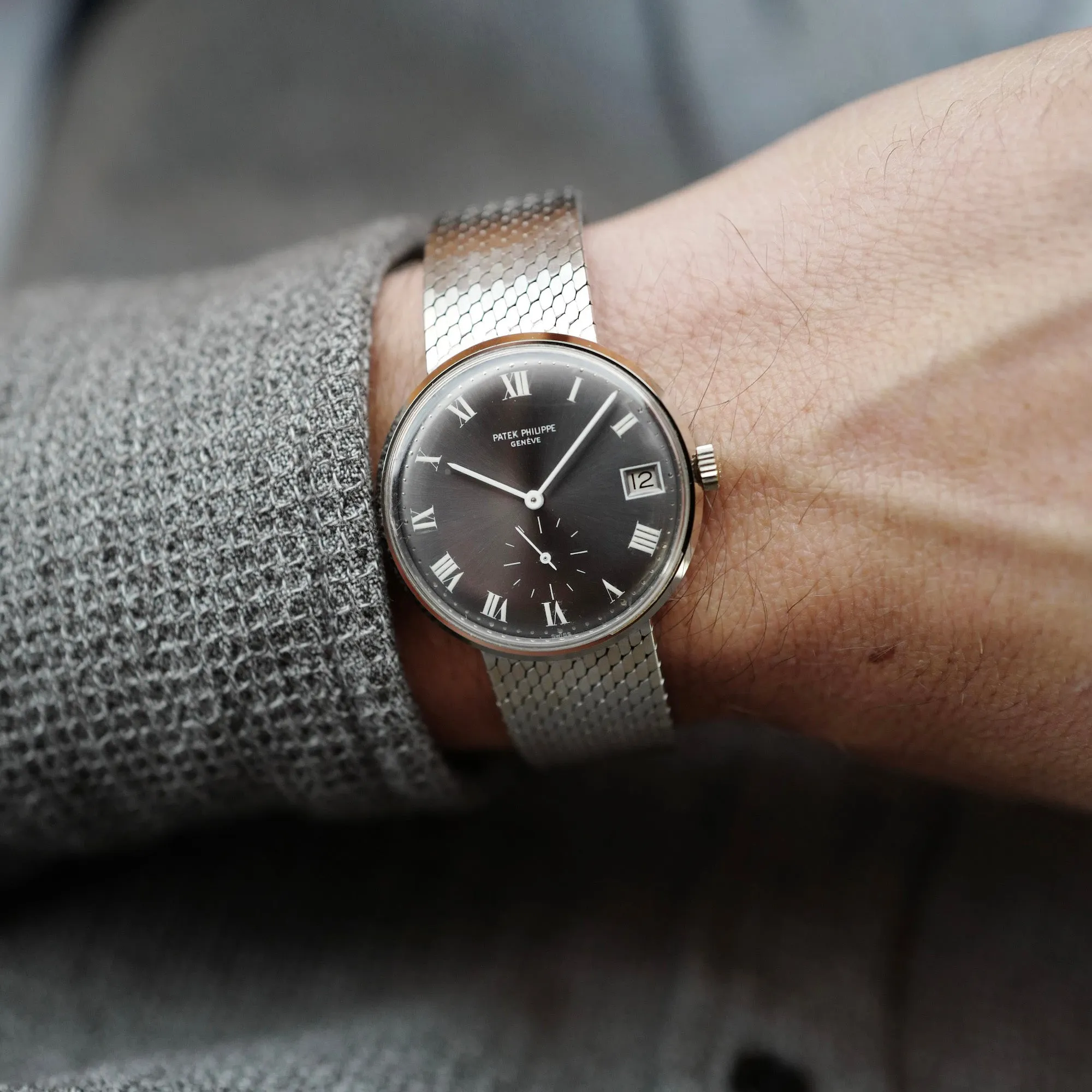 Patek Philippe White Gold Calatrava Watch with Unusual Grey Dial Watch Ref. 3514