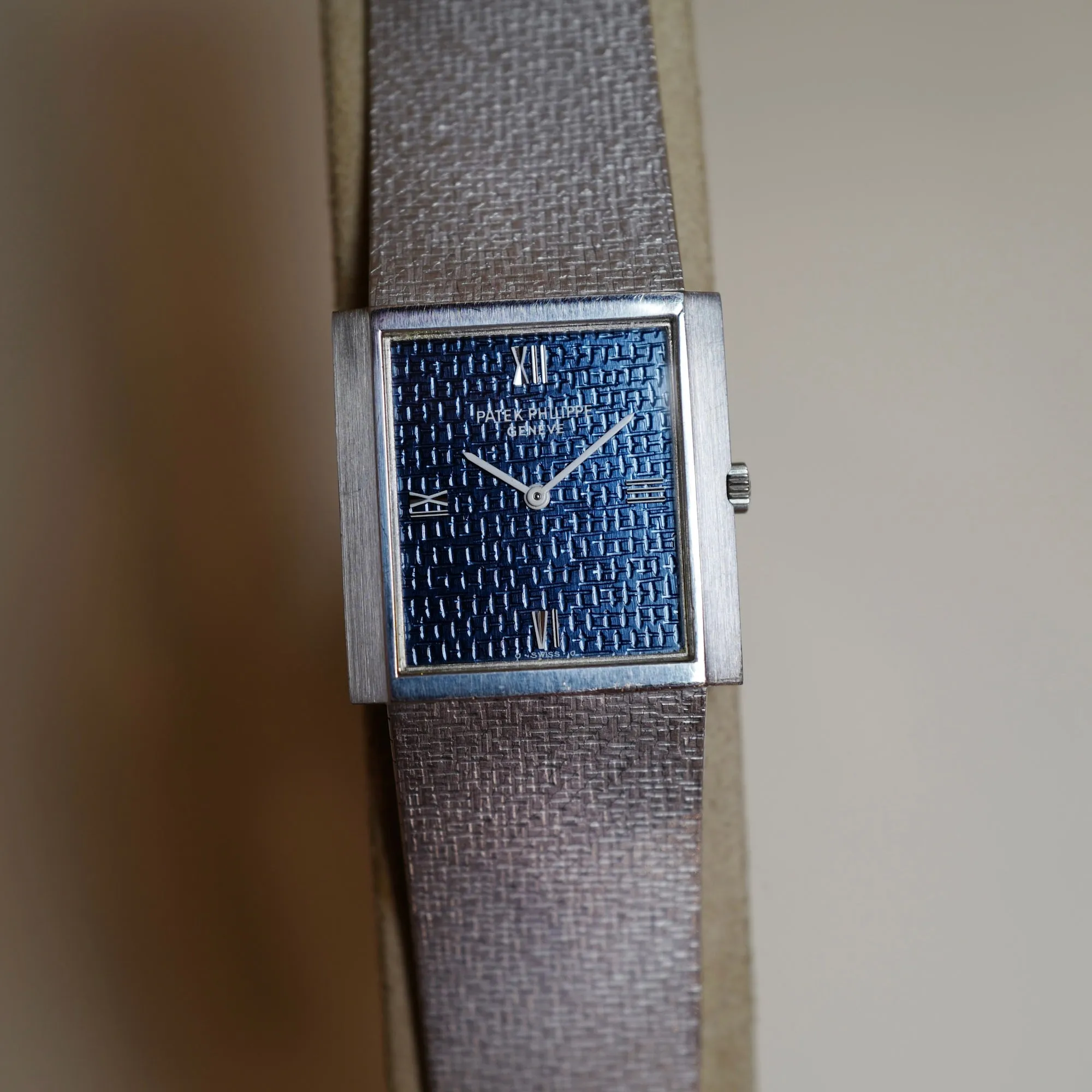 Patek Philippe White Gold Gondolo Ref. 3571 with Textured Blue Dial and JPE Bracelet