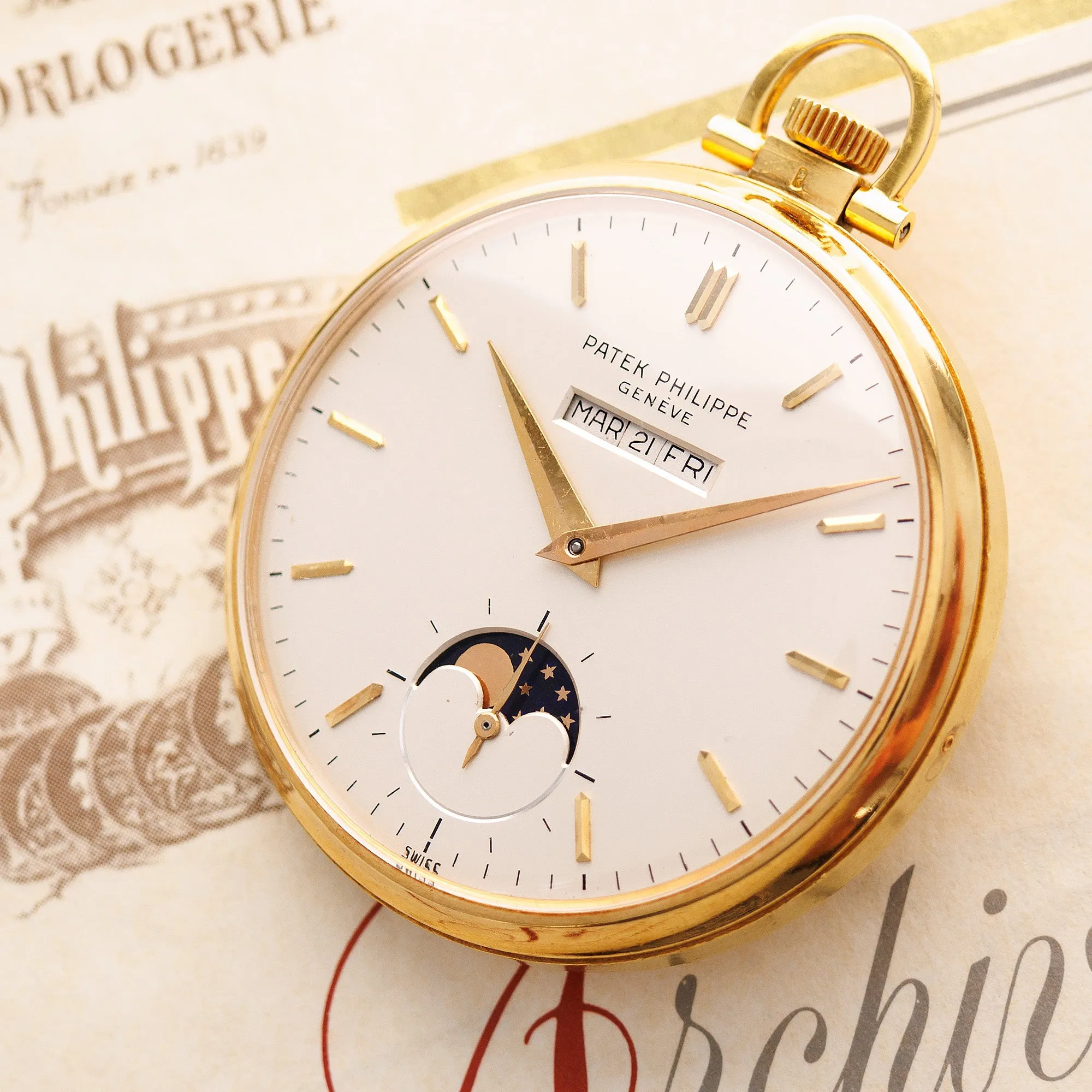 Patek Philippe Yellow Gold Perpetual Calendar Pocket Watch Ref. 725/2