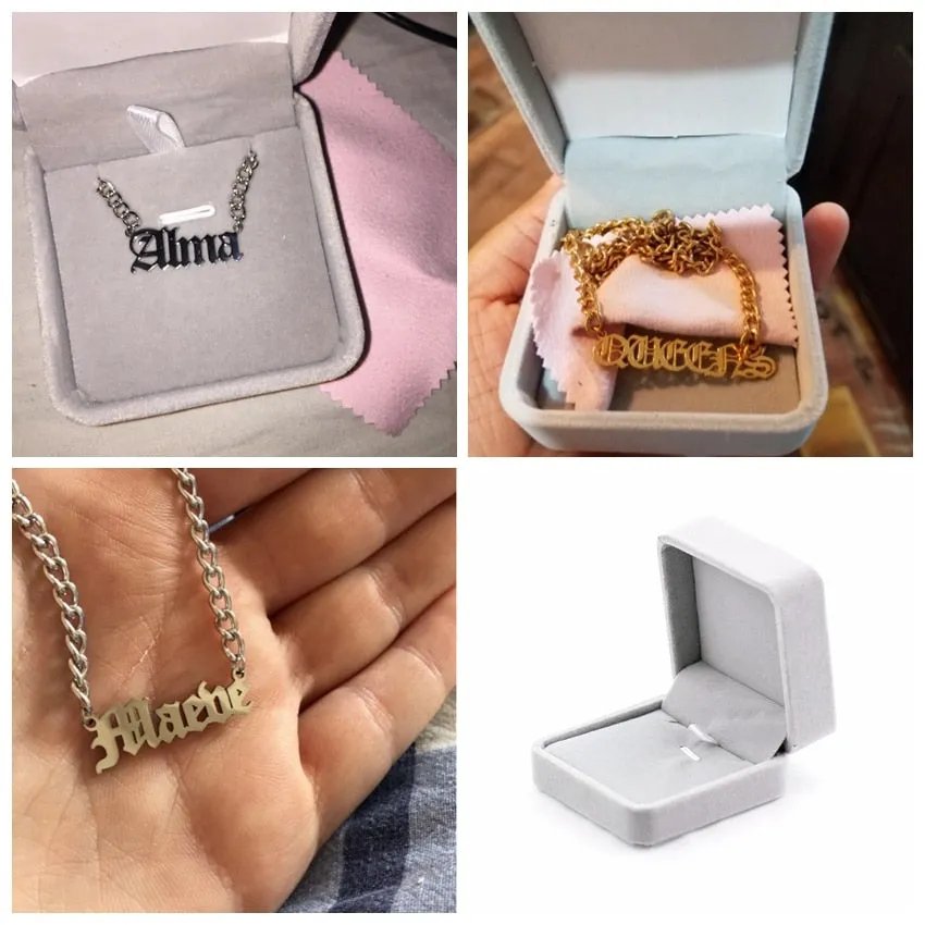Personalized Name Necklace Stainless Steel Curb