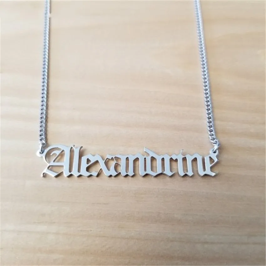 Personalized Name Necklace Stainless Steel Curb