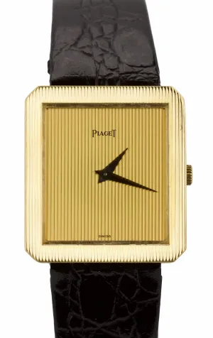 Piaget Protocole 25mm Quartz 8154 Champagne 18K Yellow Gold Leather Watch