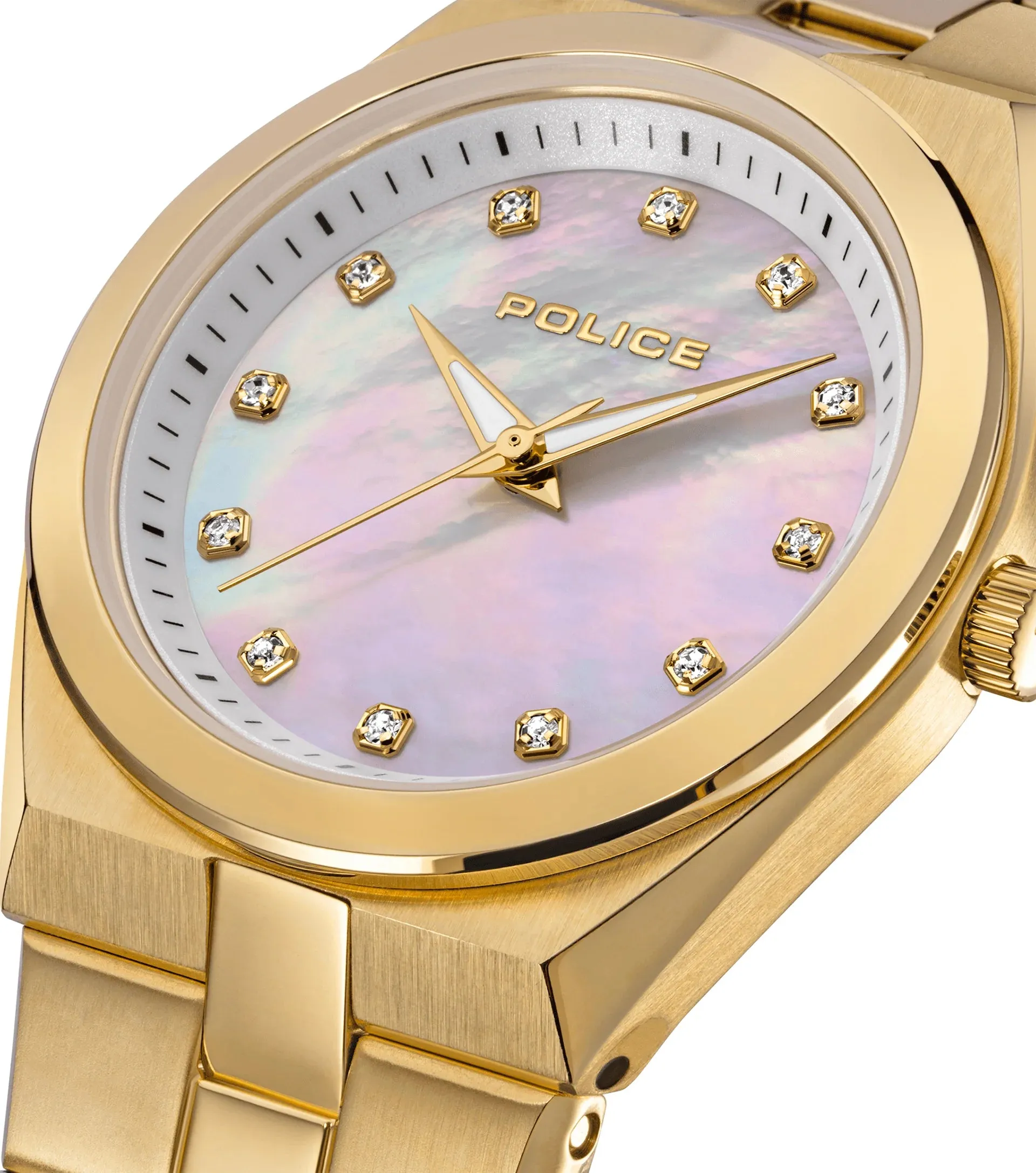 Police Vogue Ladies White MOP Dial Gold Tone Watch