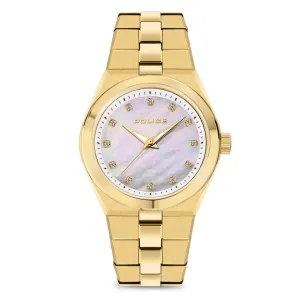Police Vogue Ladies White MOP Dial Gold Tone Watch