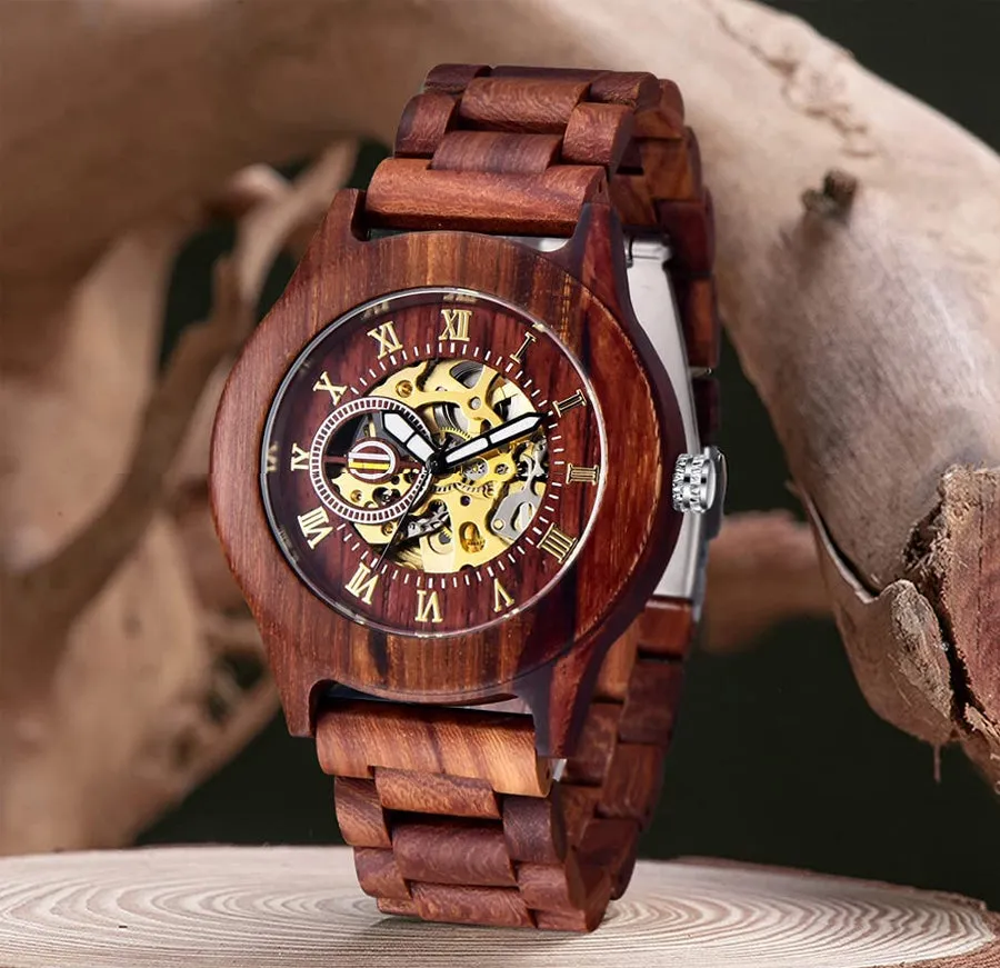 Premium Eco-Friendly Manual Mechanical Wooden Watches For Men