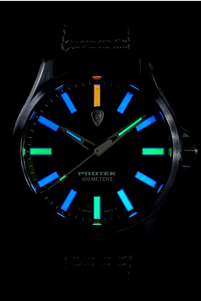 Protek 3000 Series Field Watch, Titanium Case, Cream Dial, Leather Strap, T100 Tritium Illumination, Model 3004