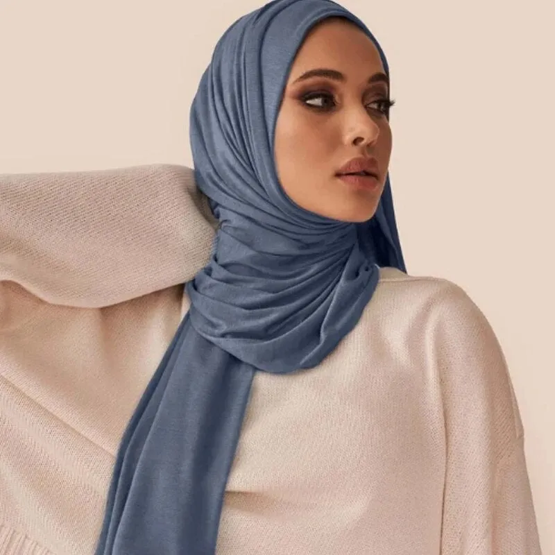 "Soft and Comfortable Modal Cotton Jersey Hijab Scarf for Women - Perfect for Everyday Wear"
