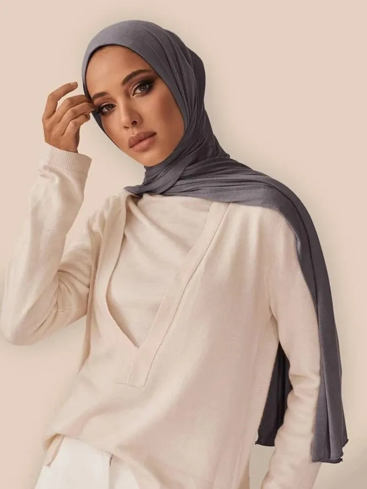 "Soft and Comfortable Modal Cotton Jersey Hijab Scarf for Women - Perfect for Everyday Wear"