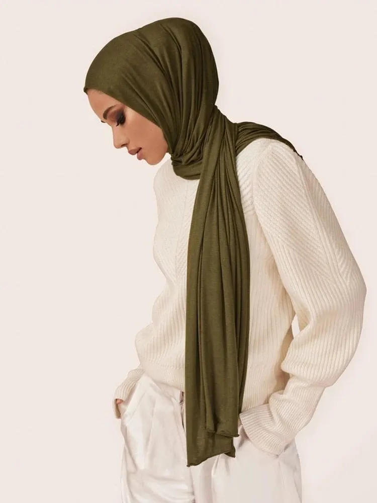 "Soft and Comfortable Modal Cotton Jersey Hijab Scarf for Women - Perfect for Everyday Wear"
