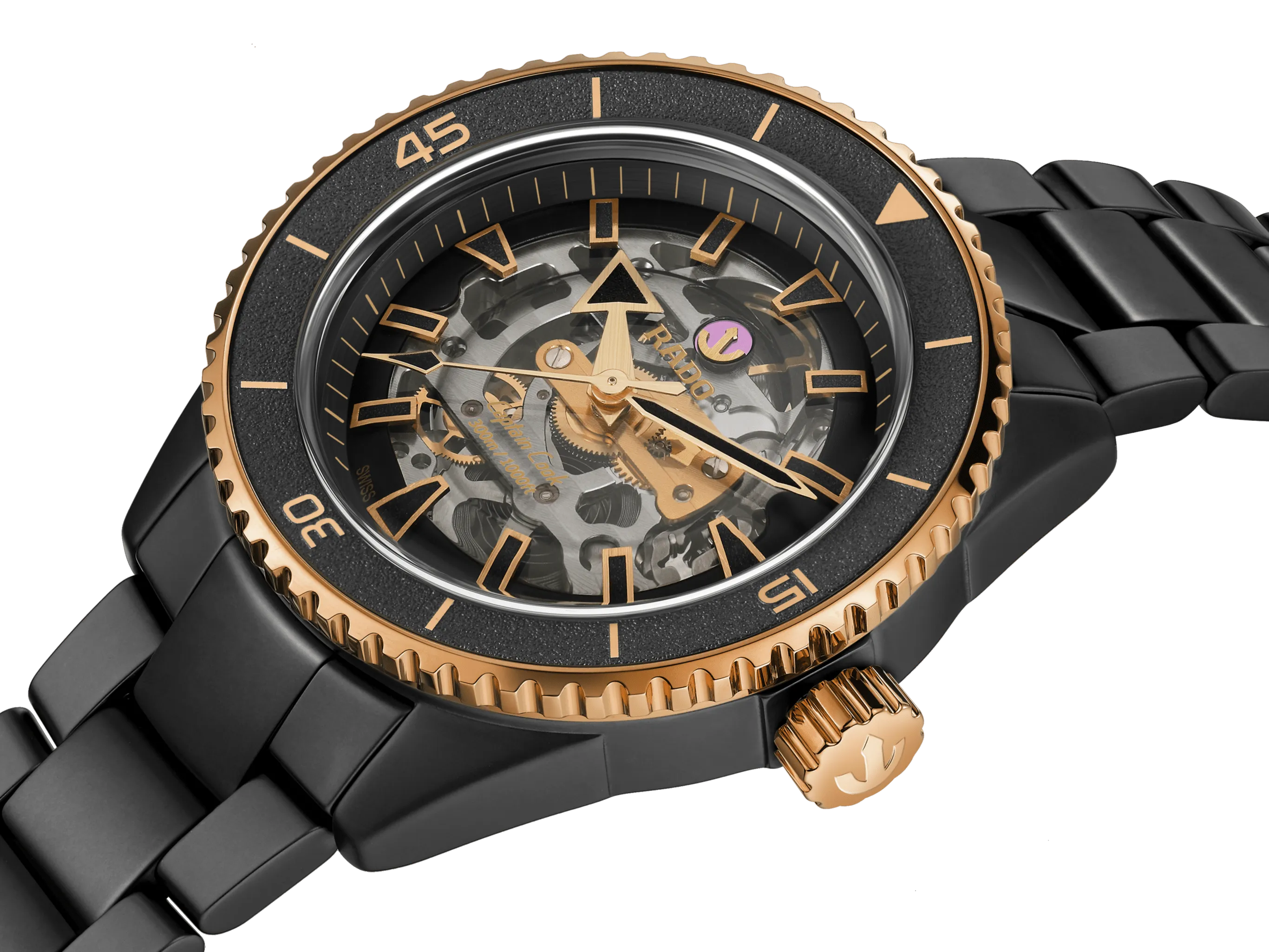 RADO Captain Cook High-Tech Ceramic Skeleton 43mm Black-Rose Gold Men's Watch R32192152