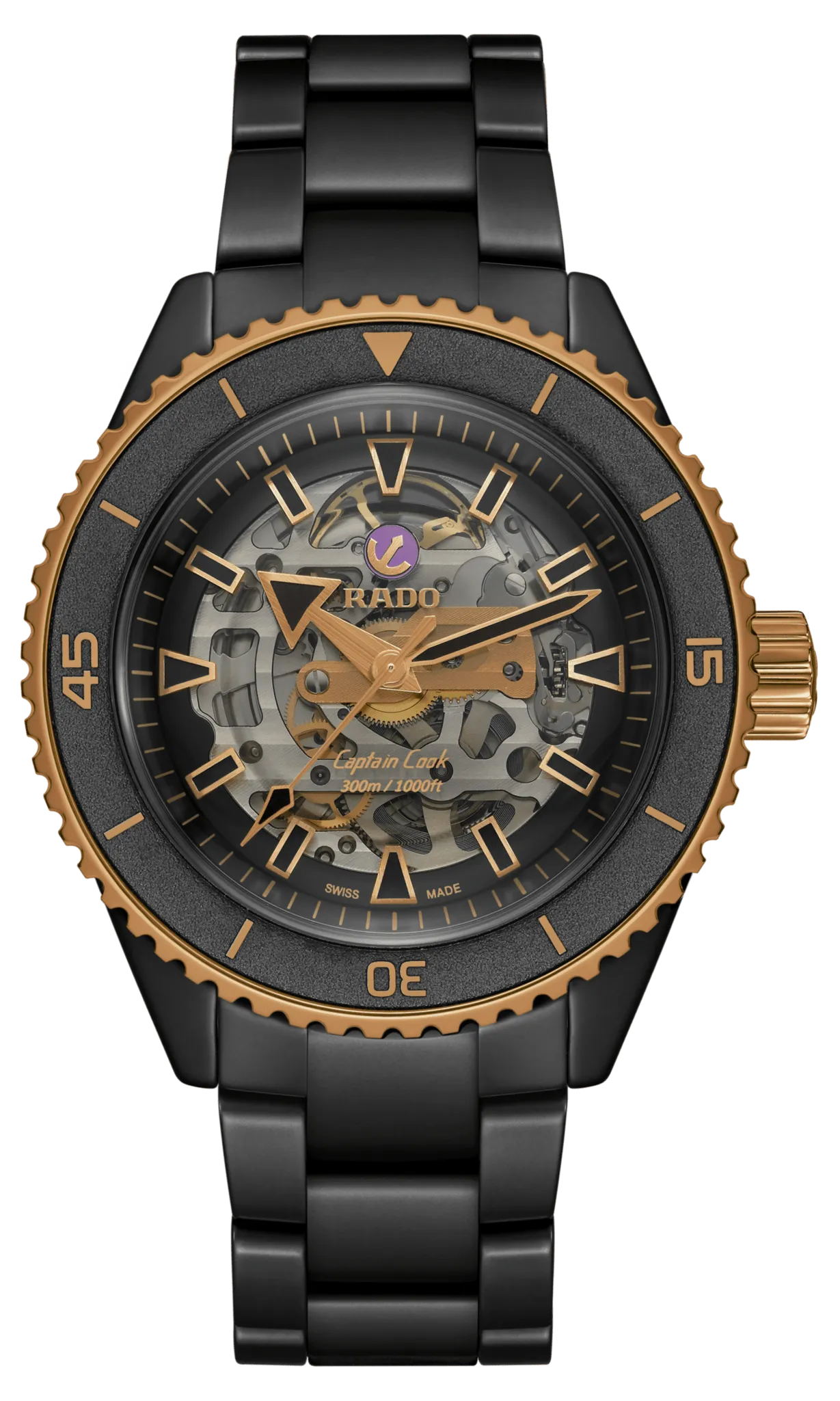 RADO Captain Cook High-Tech Ceramic Skeleton 43mm Black-Rose Gold Men's Watch R32192152