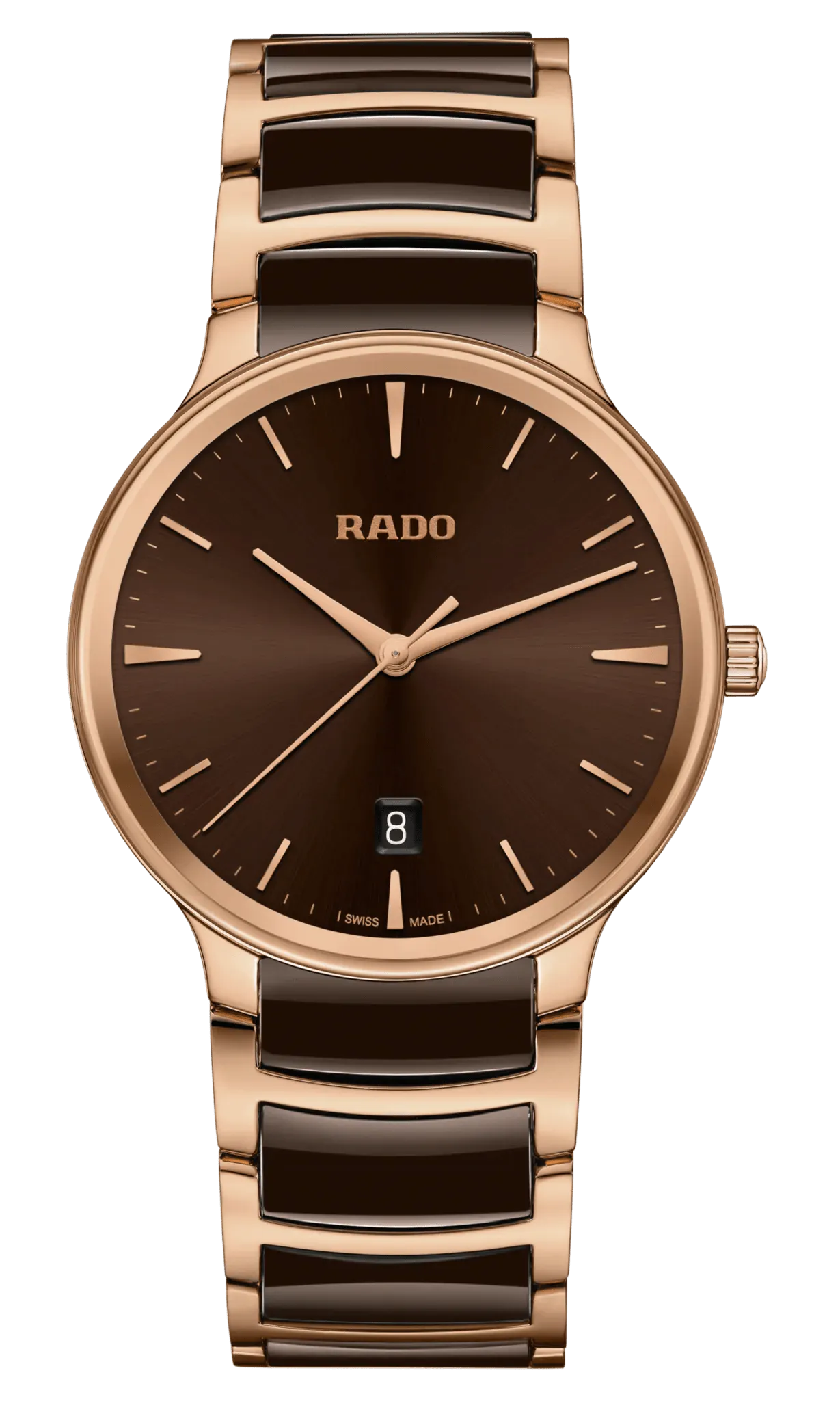 RADO Centrix 39.5mm Rose Gold-Brown Ceramic Men's Watch R30023302