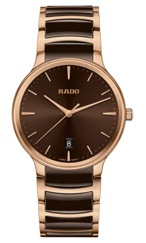 RADO Centrix 39.5mm Rose Gold-Brown Ceramic Men's Watch R30023302