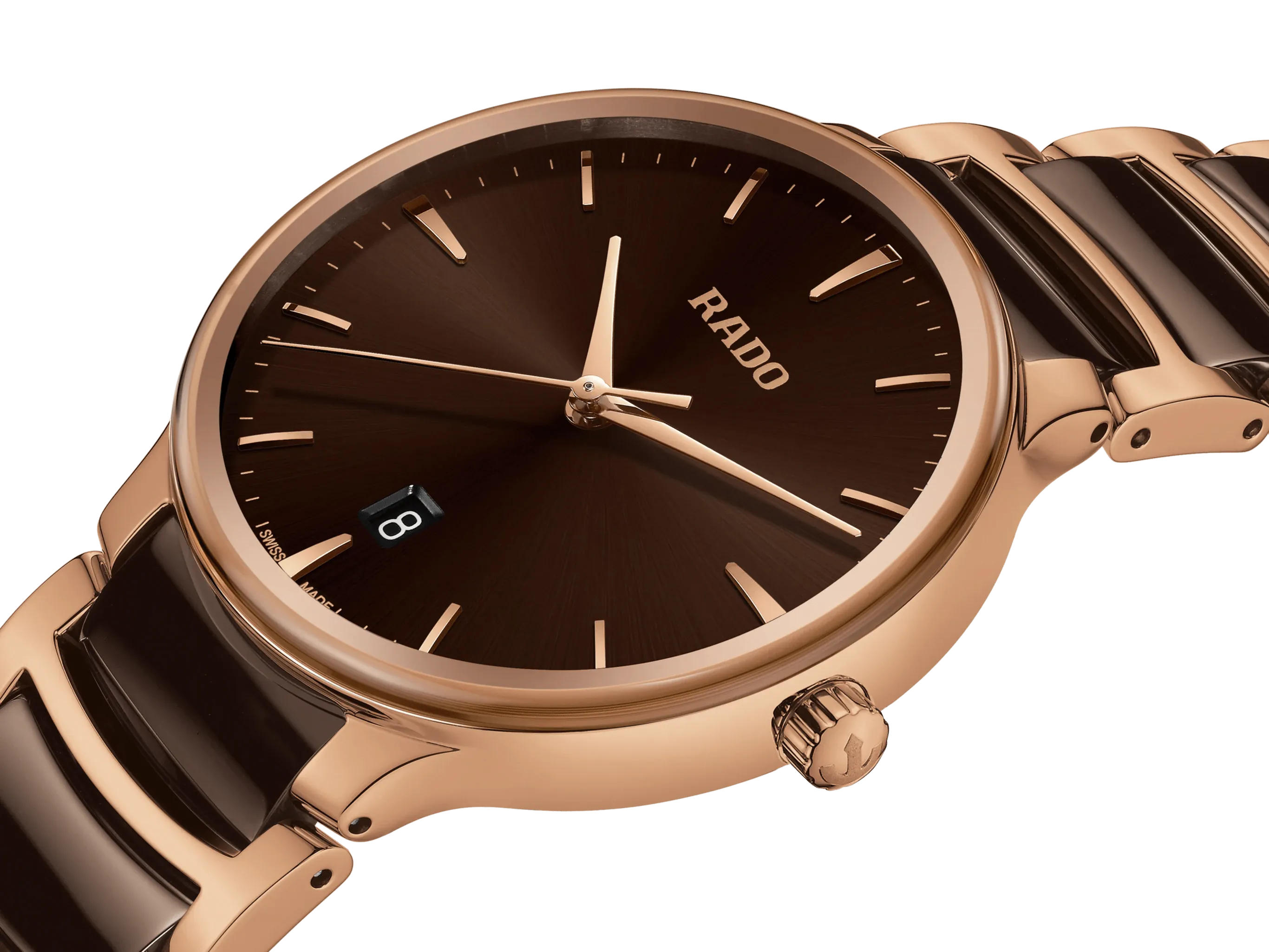 RADO Centrix 39.5mm Rose Gold-Brown Ceramic Men's Watch R30023302