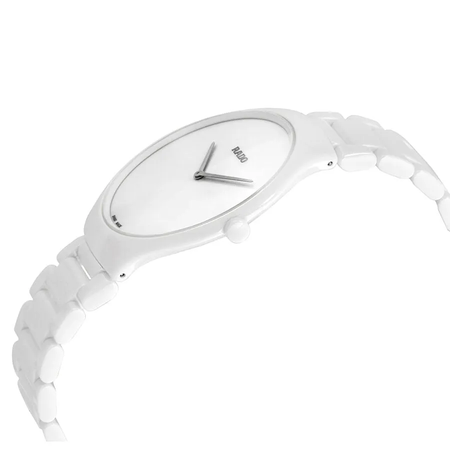 Rado True Thinline White Dial White Ceramic Ladies Watch R27957012