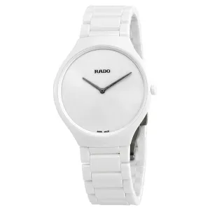 Rado True Thinline White Dial White Ceramic Ladies Watch R27957012