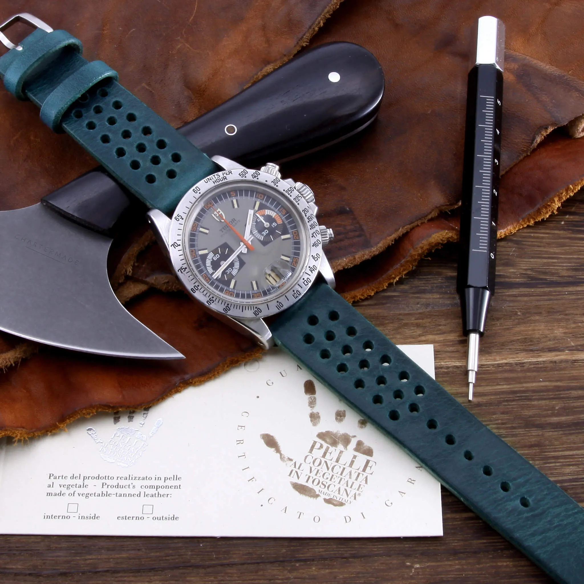Rally Leather Watch Strap, Military 106 | Stitch-less