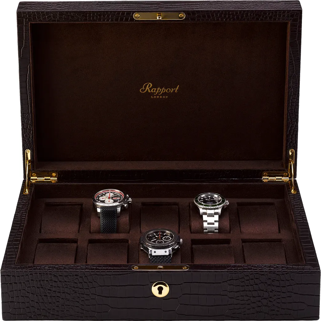 Rapport - Brompton 10 Watch Box in Brown Croco | L265