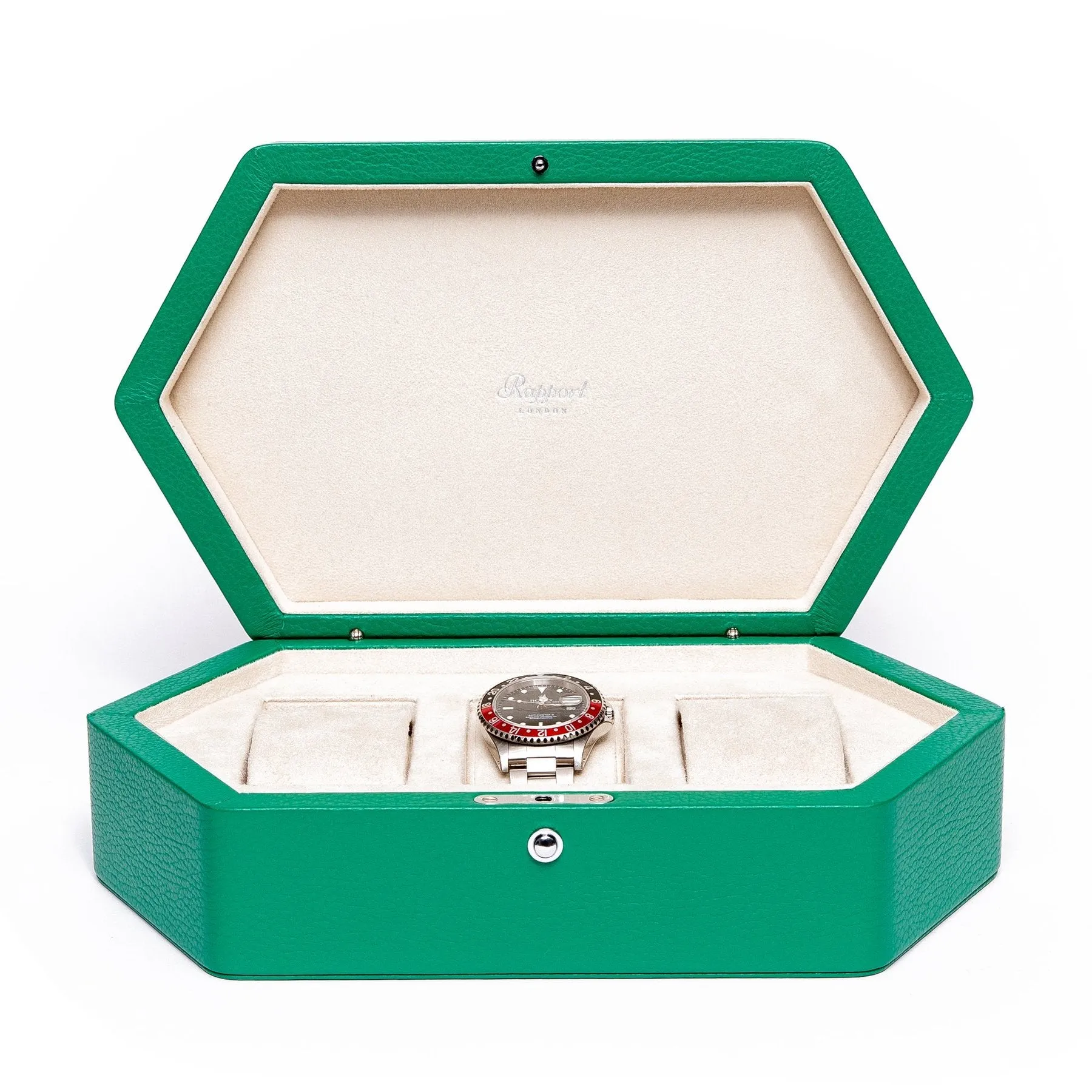 Rapport - Portobello Triple Watch Box in Green Leather | TA44