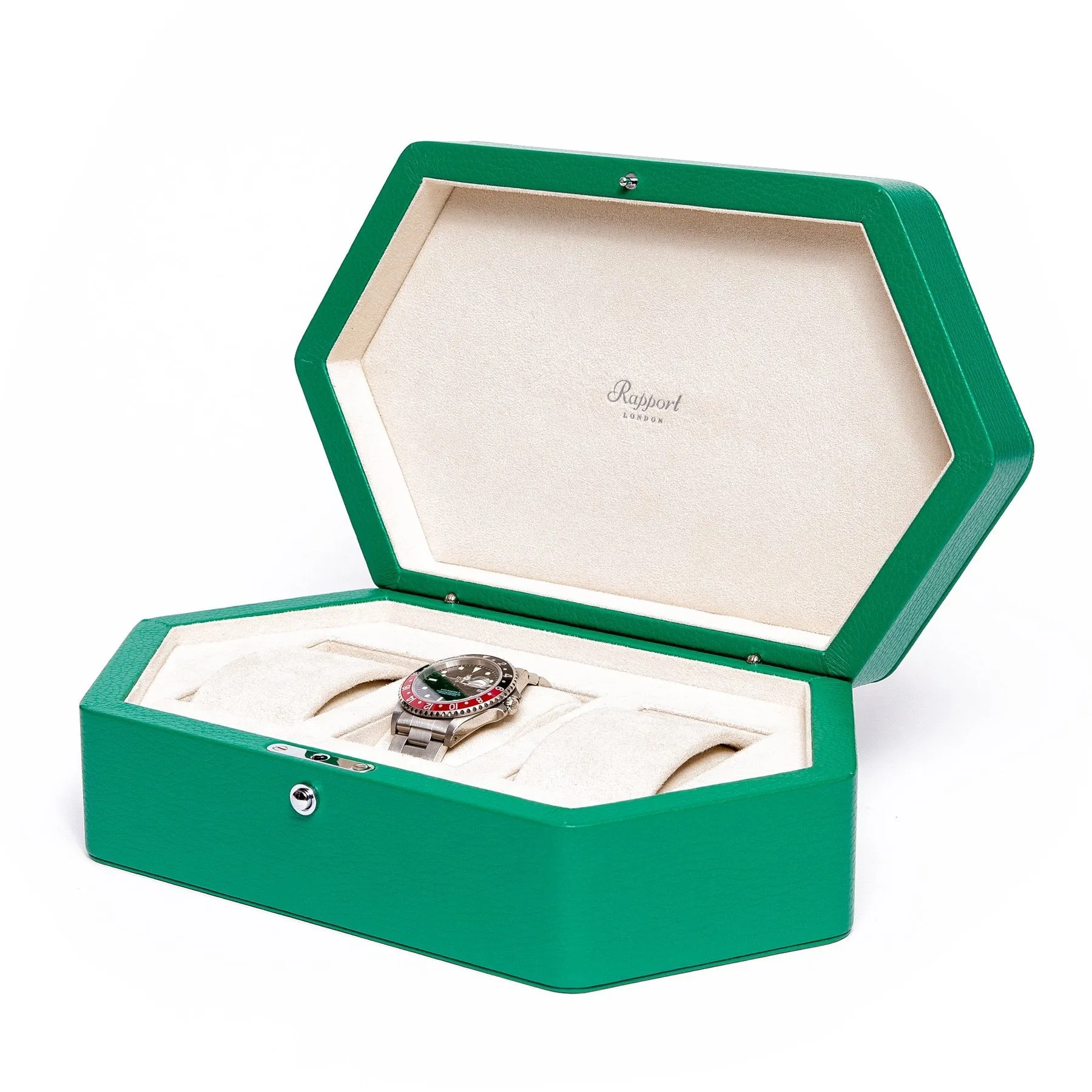 Rapport - Portobello Triple Watch Box in Green Leather | TA44
