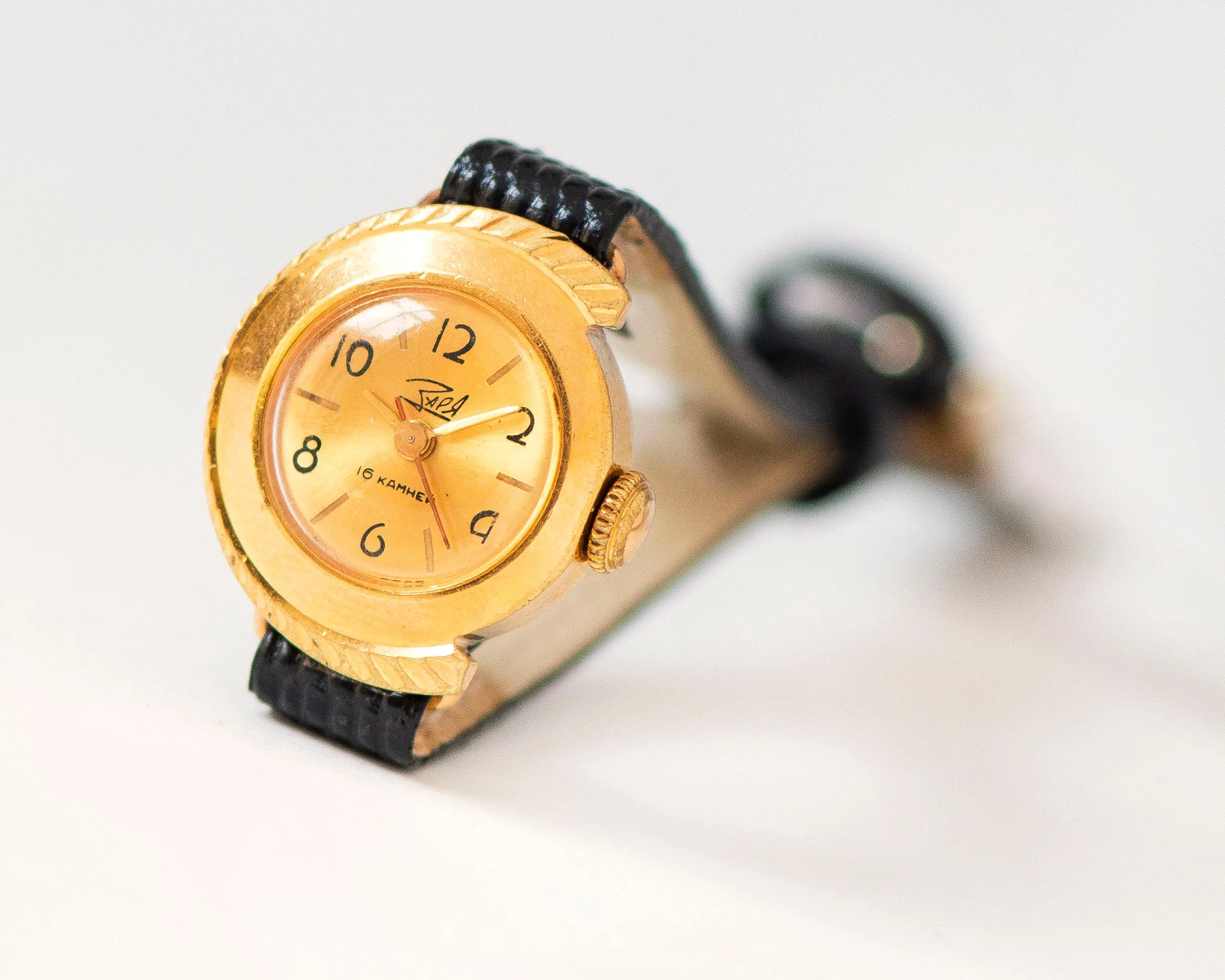 Rare case women watch gold plated Dawn vintage, Arabic numerals dial small wristwatch for lady gift, dainty watch , new premium leather band