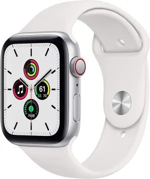 Refurbished Apple Watch SE [GPS   Cellular, 44mm] - Silver with White Sport Band