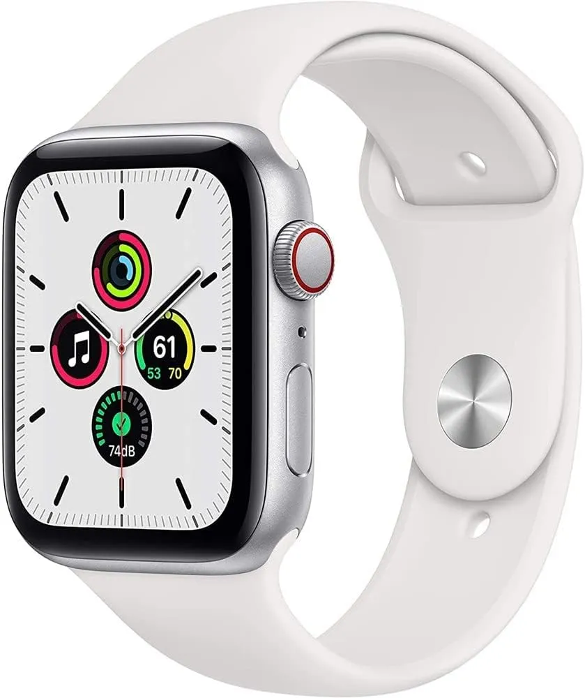 Refurbished Apple Watch SE [GPS   Cellular, 44mm] - Silver with White Sport Band