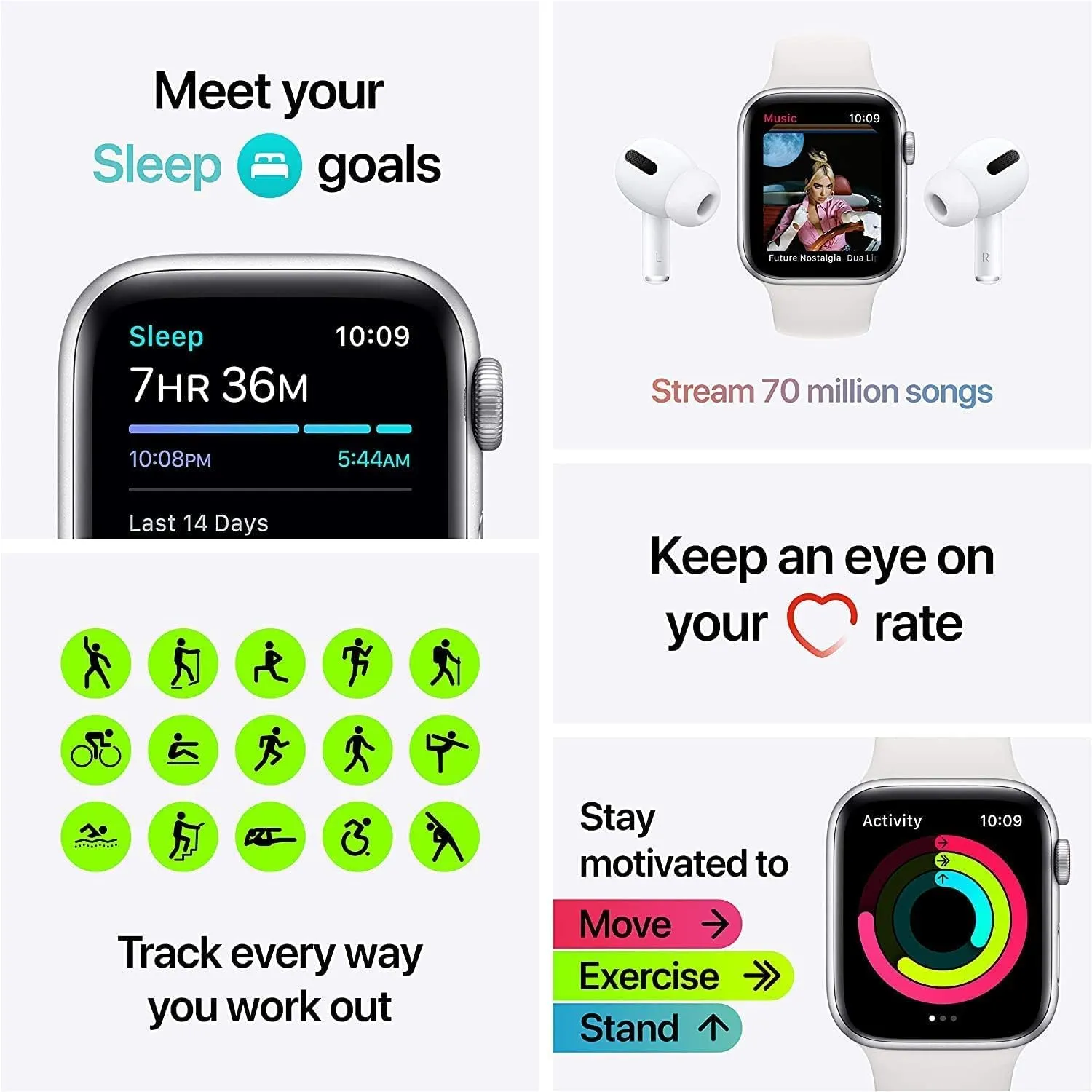 Refurbished Apple Watch SE [GPS   Cellular, 44mm] - Silver with White Sport Band