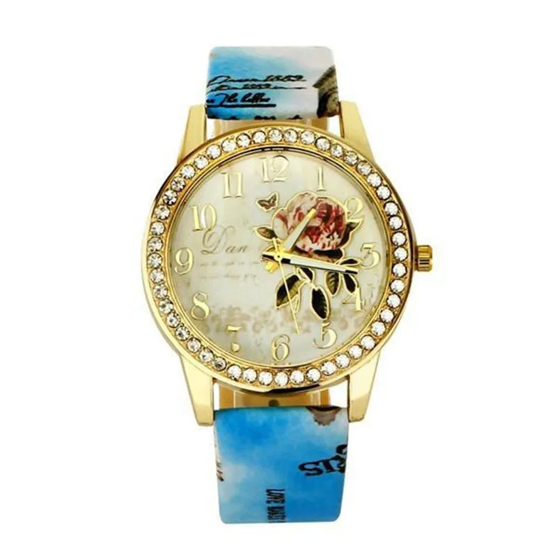Retro Flower Belt Watch Women Dial Quartz Anniversary Jewelry