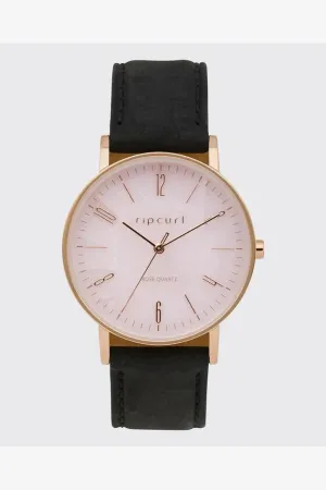 RIP CURL LATCH ROSE QUARTZ LEATHER WATCH