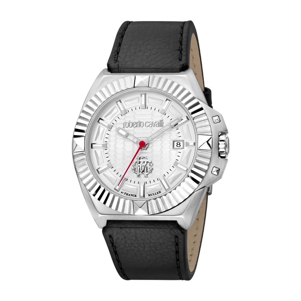 Roberto Cavalli by Franck Muller Men's Watch, Silver Color Case and Silver Dial